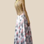Backless Plunge Neckline Maxi Dress