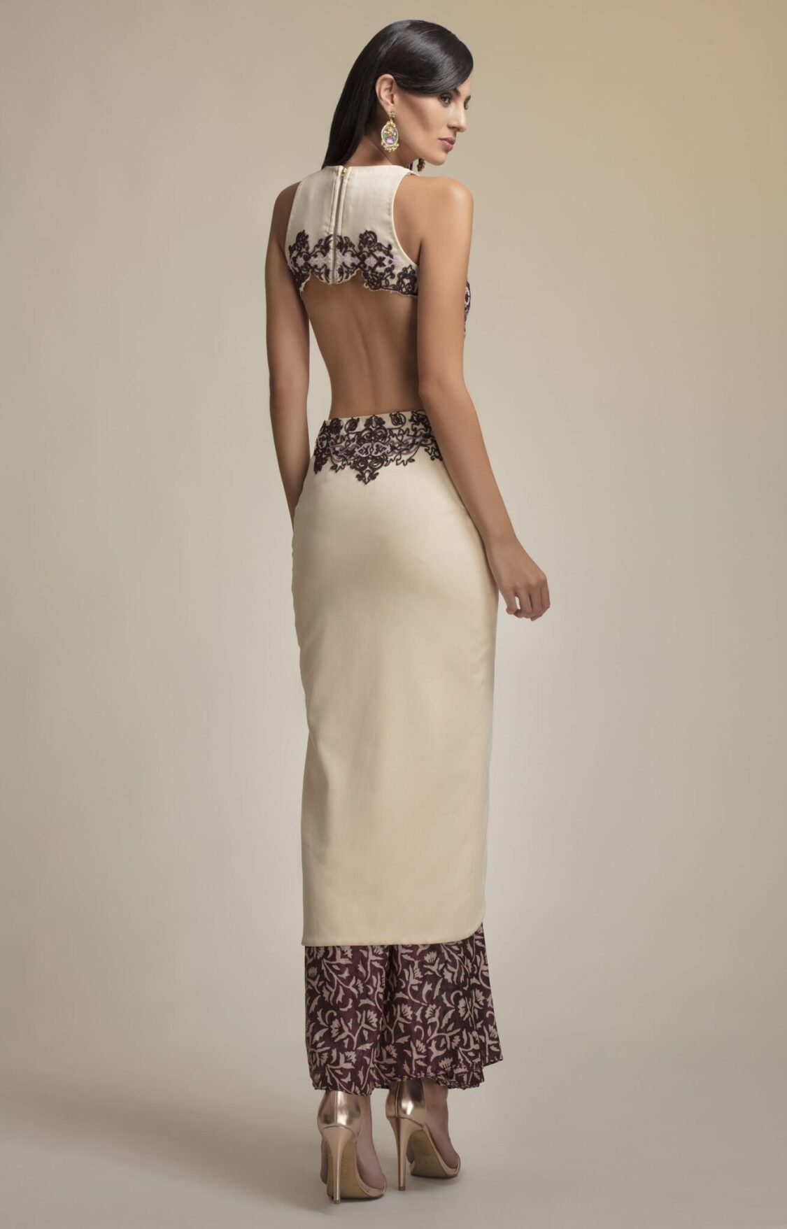 Backless Saree Gown
