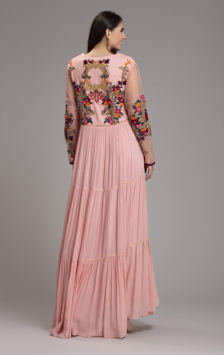 Embroidered Tiered cotton maxi dress