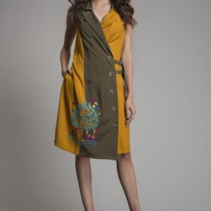 Exclusive Tree-Of-Life Embroidered Silk Dress