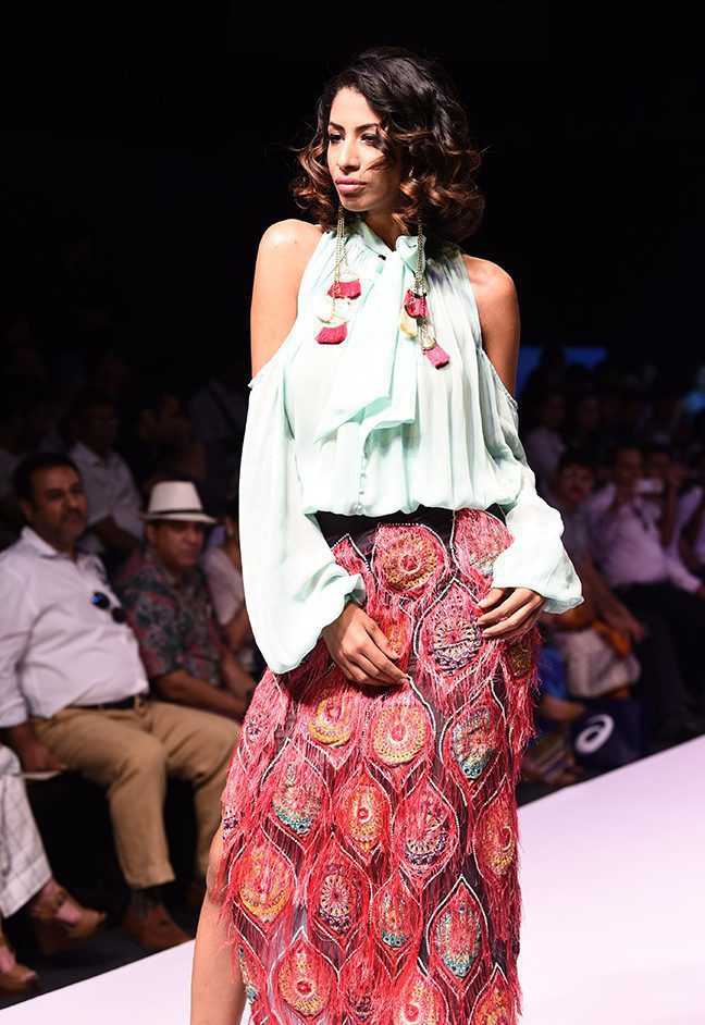 Buy Fuchsia Fringes Midi Skirt in Toronto - Delhi At Folklore | Embroidered Skirt Cocktail Dress