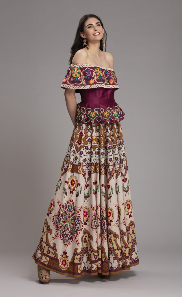 Folklore Collections - Printed Floral and embroidered Skirt 3, designer occasion wear designer wear clothes Indian designer wear online special occasion wear