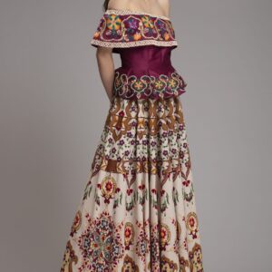 Bead Embroidered Peplum Top | Shop Floral Printed Crepe Skirt in Toronto - Delhi - New jersey