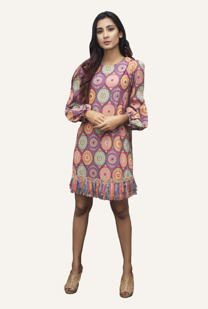 Buy Printed Fringe Mini Dress for Women