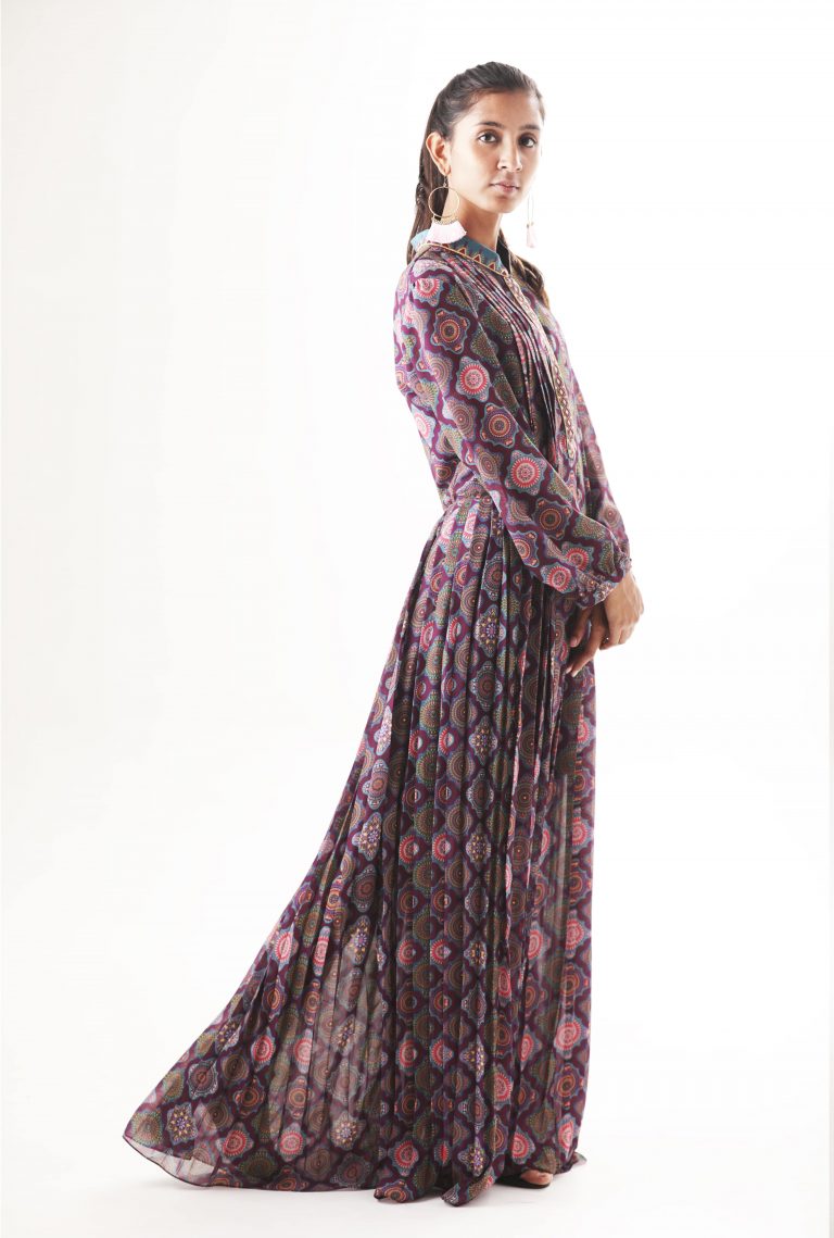 Printed maxi dress purple
