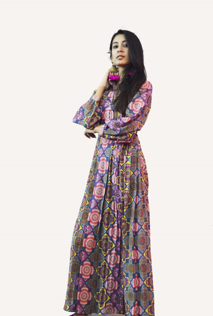 Buy Printed Pleated Shirt Dress in India - Canada - USA At Folklore