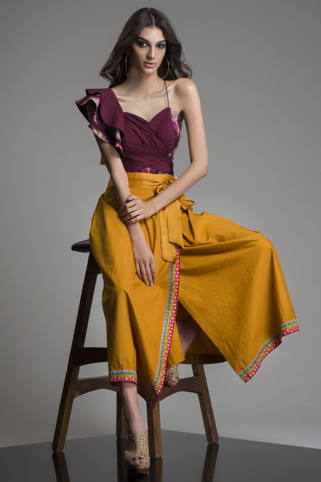 Warli Cotton Wrap Midi Skirt In India - Canada - USA at Folklore