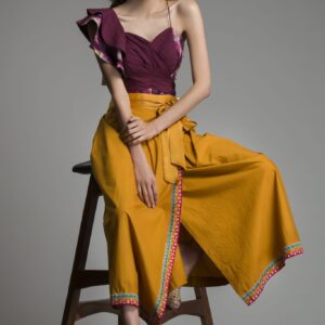 Warli Cotton Wrap Midi Skirt