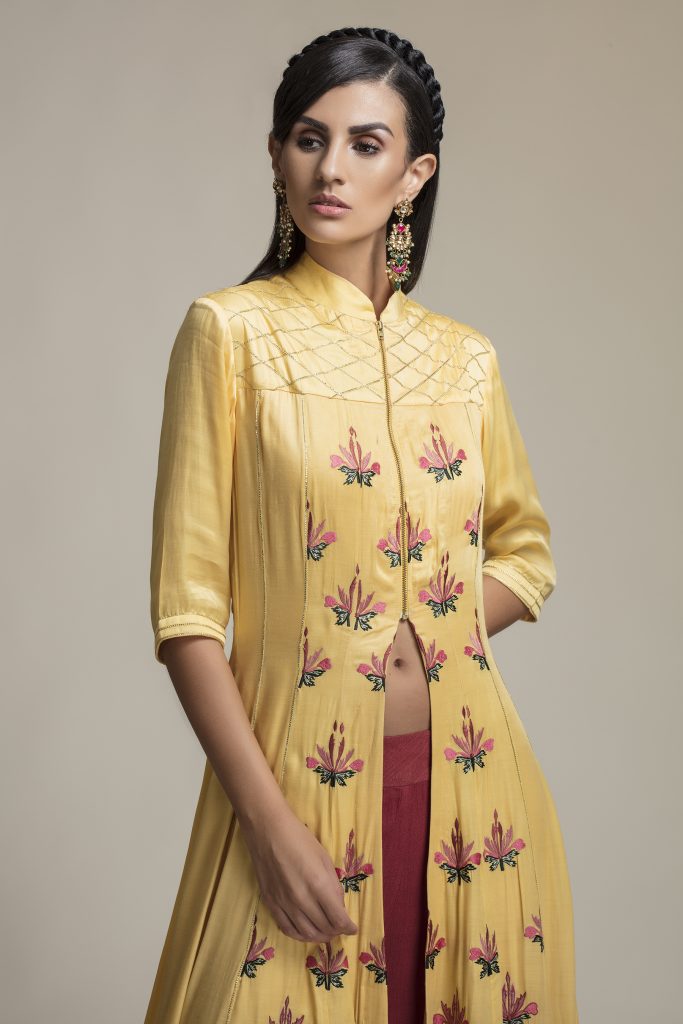 Buy Long Silk Jacket Online In India - Canada - USA At Folklore | Best Long Silk Jacket in Toronto - Delhi - New Jersey at Folklore Collections