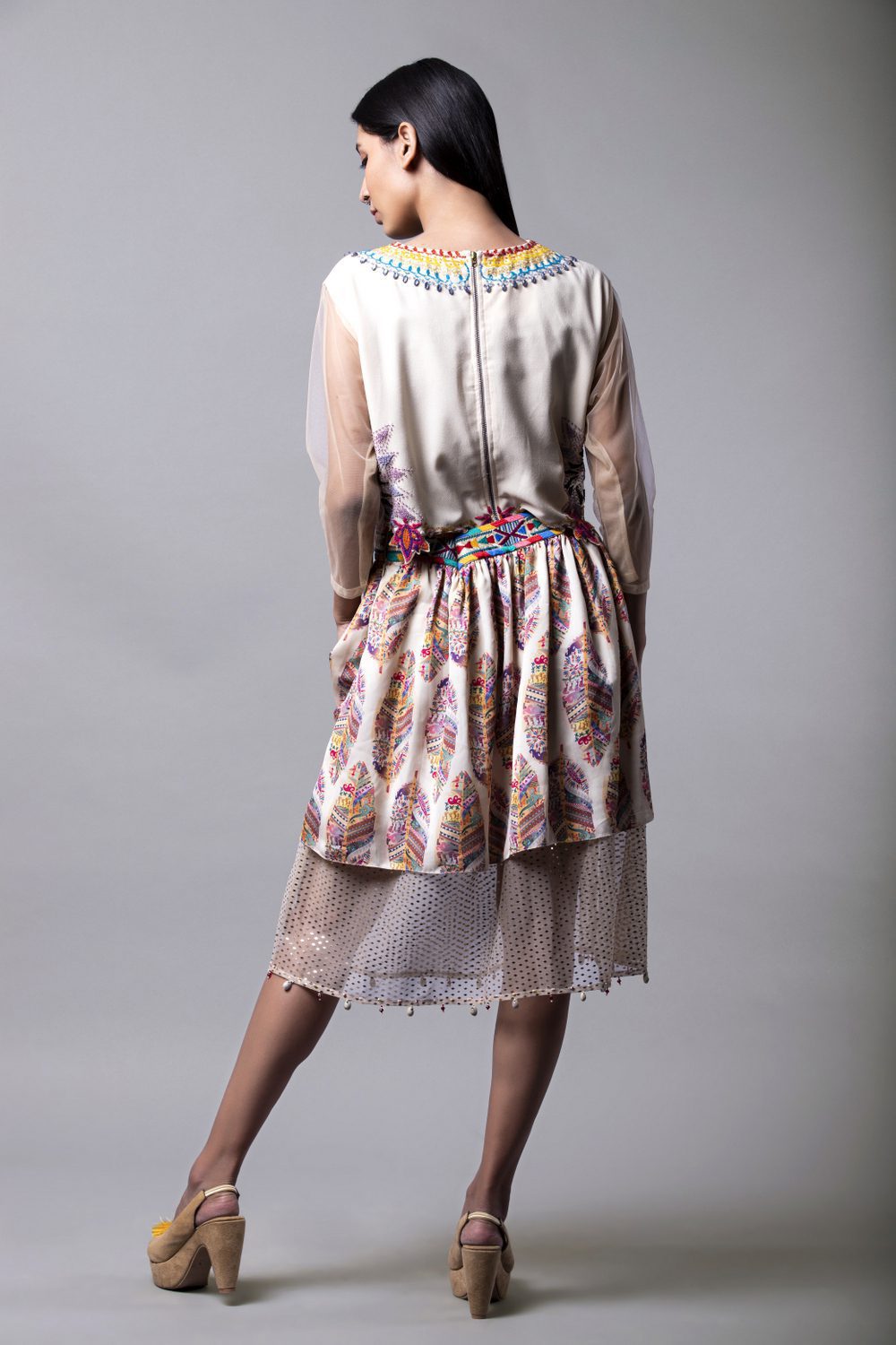Buy Fusion Wear Toronto - Layered Warli Print Skirt - At Folklore