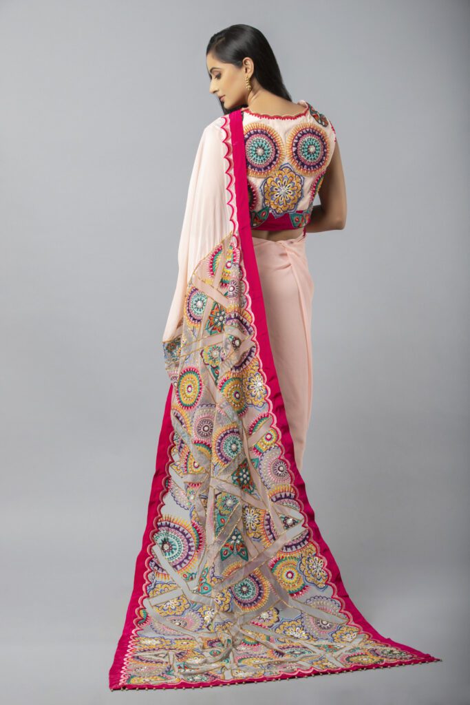 Pink Mandala Embroidered Saree