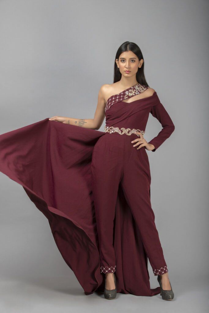 Shop One Shoulder Jumpsuit Online in Toronto - Delhi - New jersey at folklore collections | Buy One Shoulder Jumpsuit in India - Canada - USA at Folklore