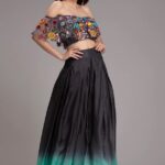 Òmbre Embroidered Off-shoulder Top With Silk Skirt