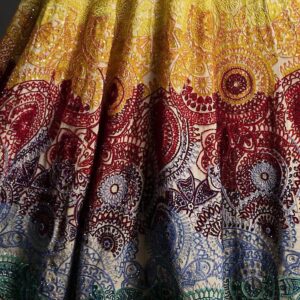 Multi-Colored Cotton Silk Hand Embroidered Gown