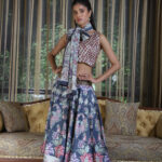 Adhaa Printed Layered Skirt With <br>Blouse & Dupatta