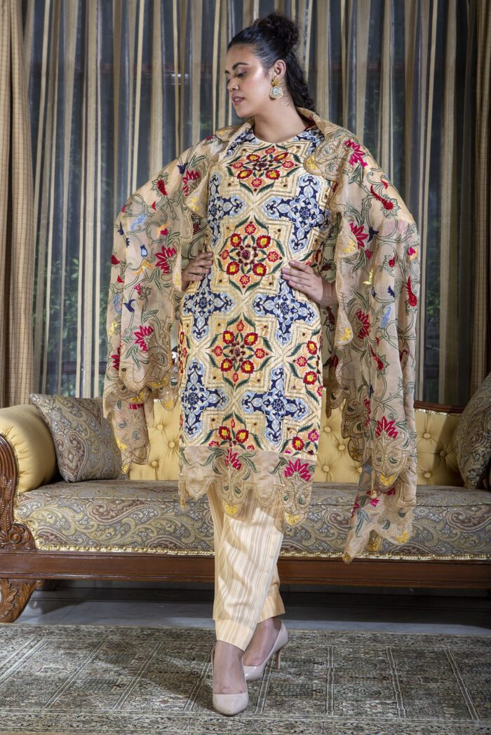 Peach Turkish Embroidered Suit Set