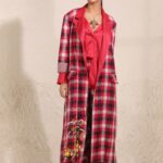 Rosie Embroidered Long Plaid Jacket