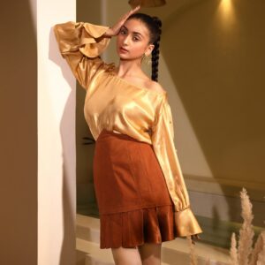 Buy Golden Shoulder Button Top - Folklore Collections Online
