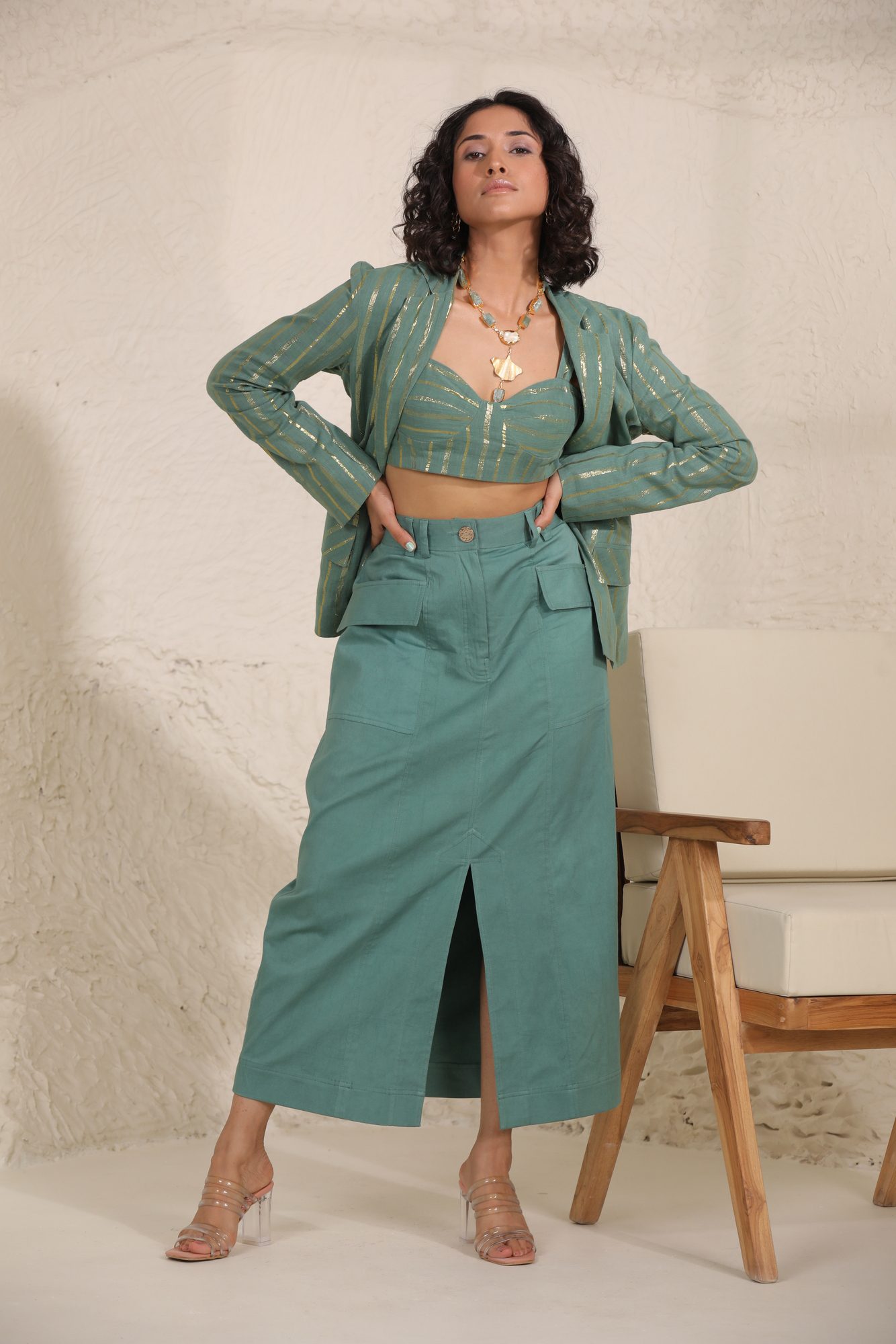 SARA DROP LAPEL Blazer with Bustier