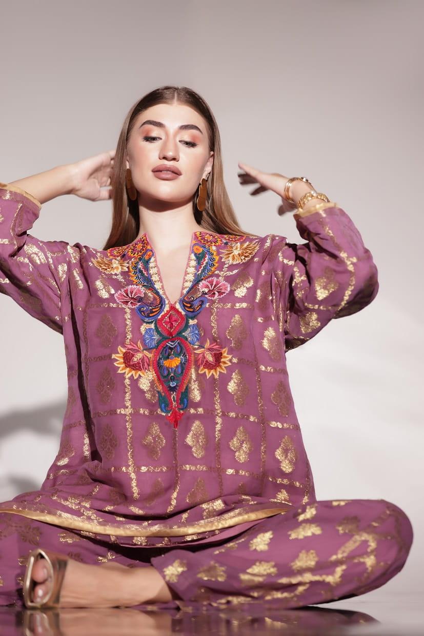 Orchid Haze Turkish Co-Ord Embroidered Set