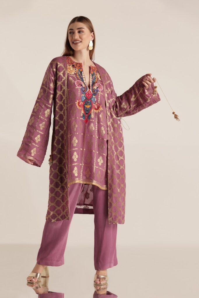 Orchid Haze Turkish Co-Ord Embroidered Jacket Set