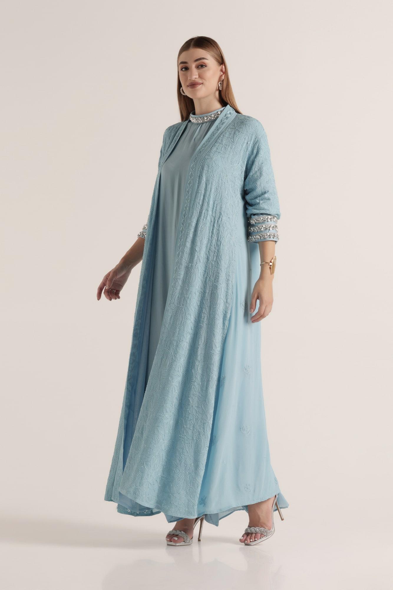 Baby Blue Resham Chikankari Jacket
