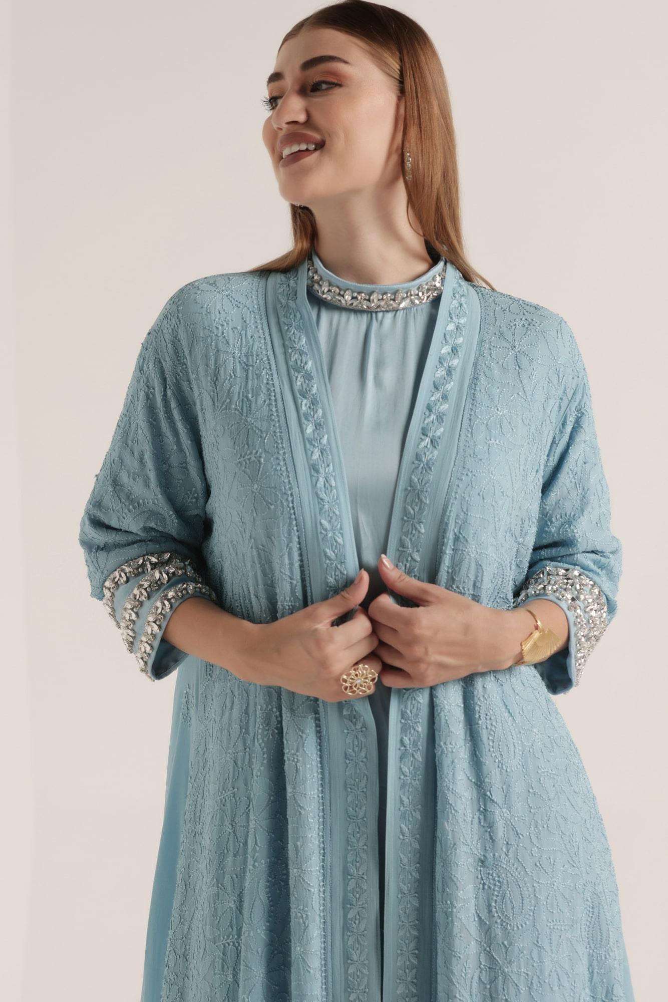 Baby Blue Resham Chikankari Jacket