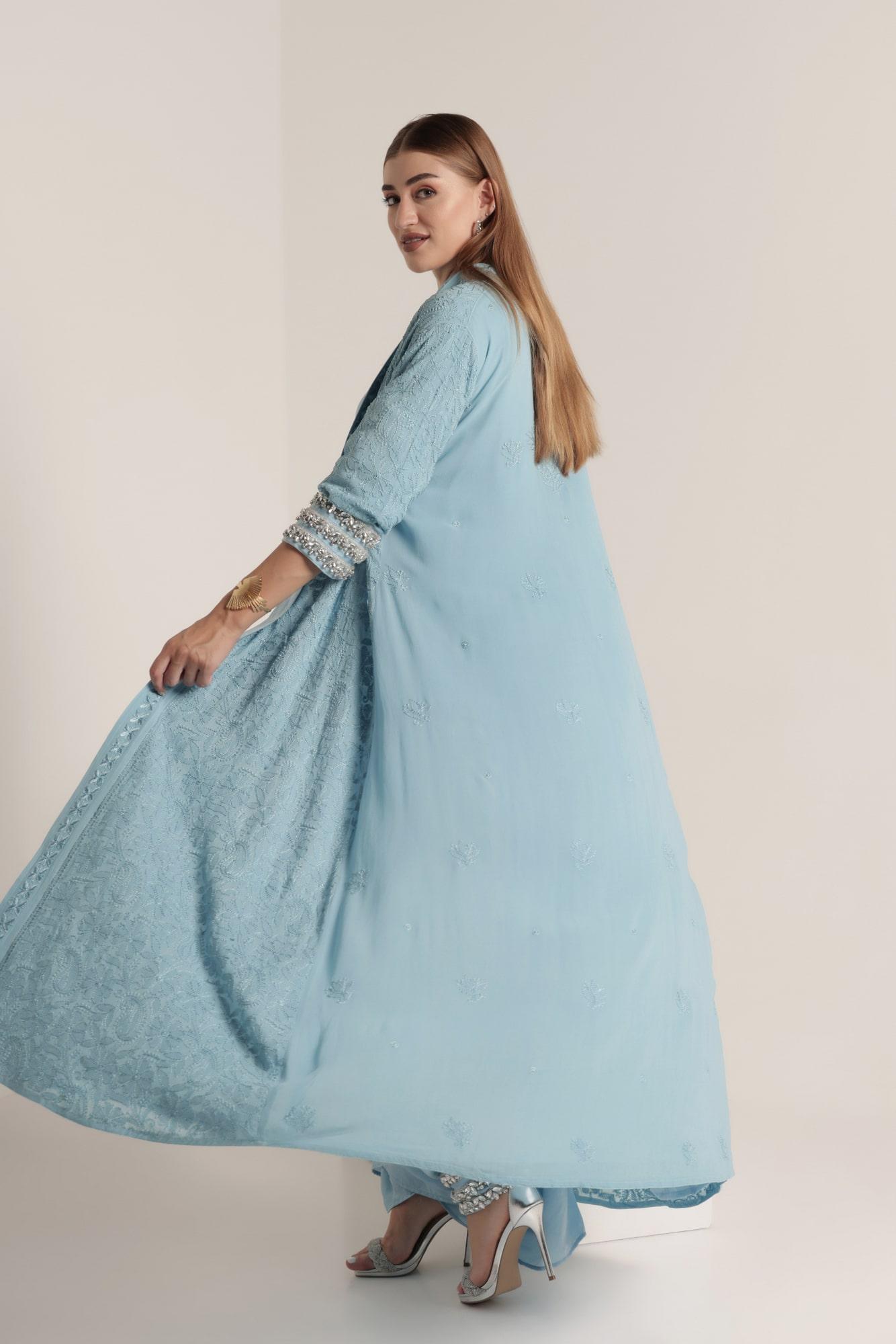 Baby Blue Resham Chikankari Jacket