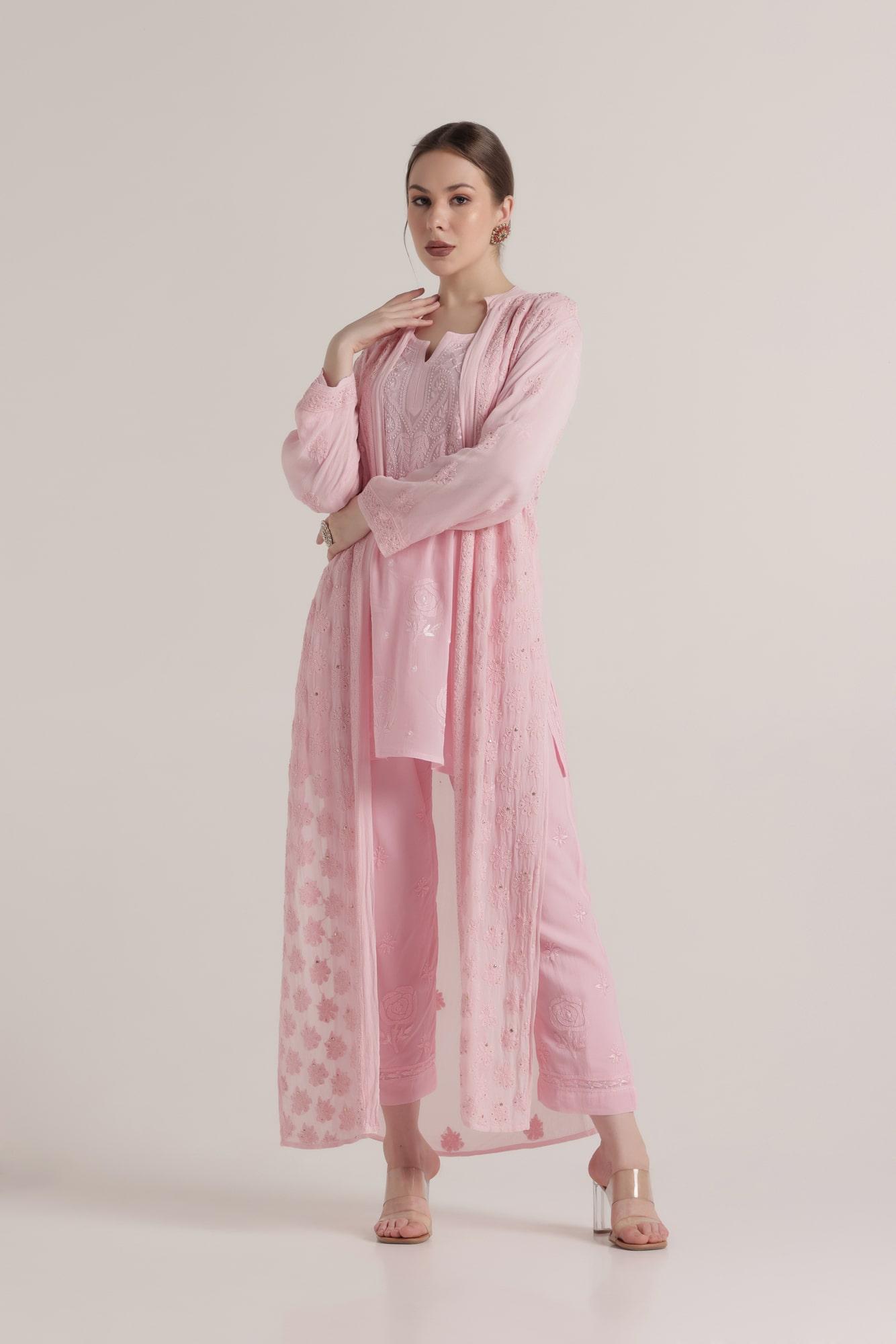 Baby Pink Chikankari Mukaish Jacket