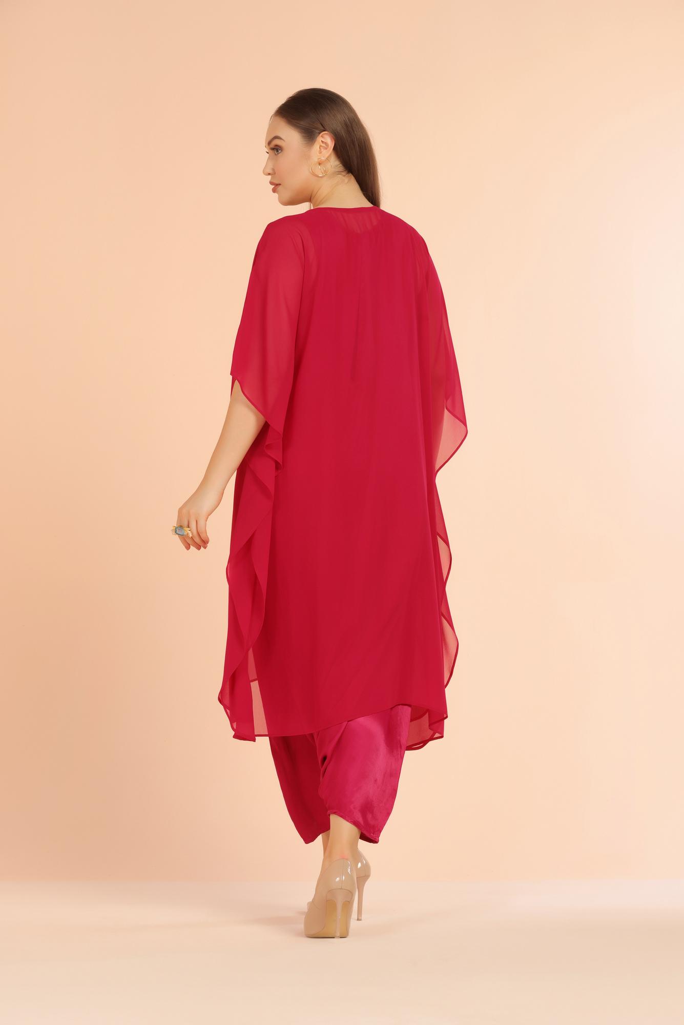 Fringe Kaftan With Drape Set
