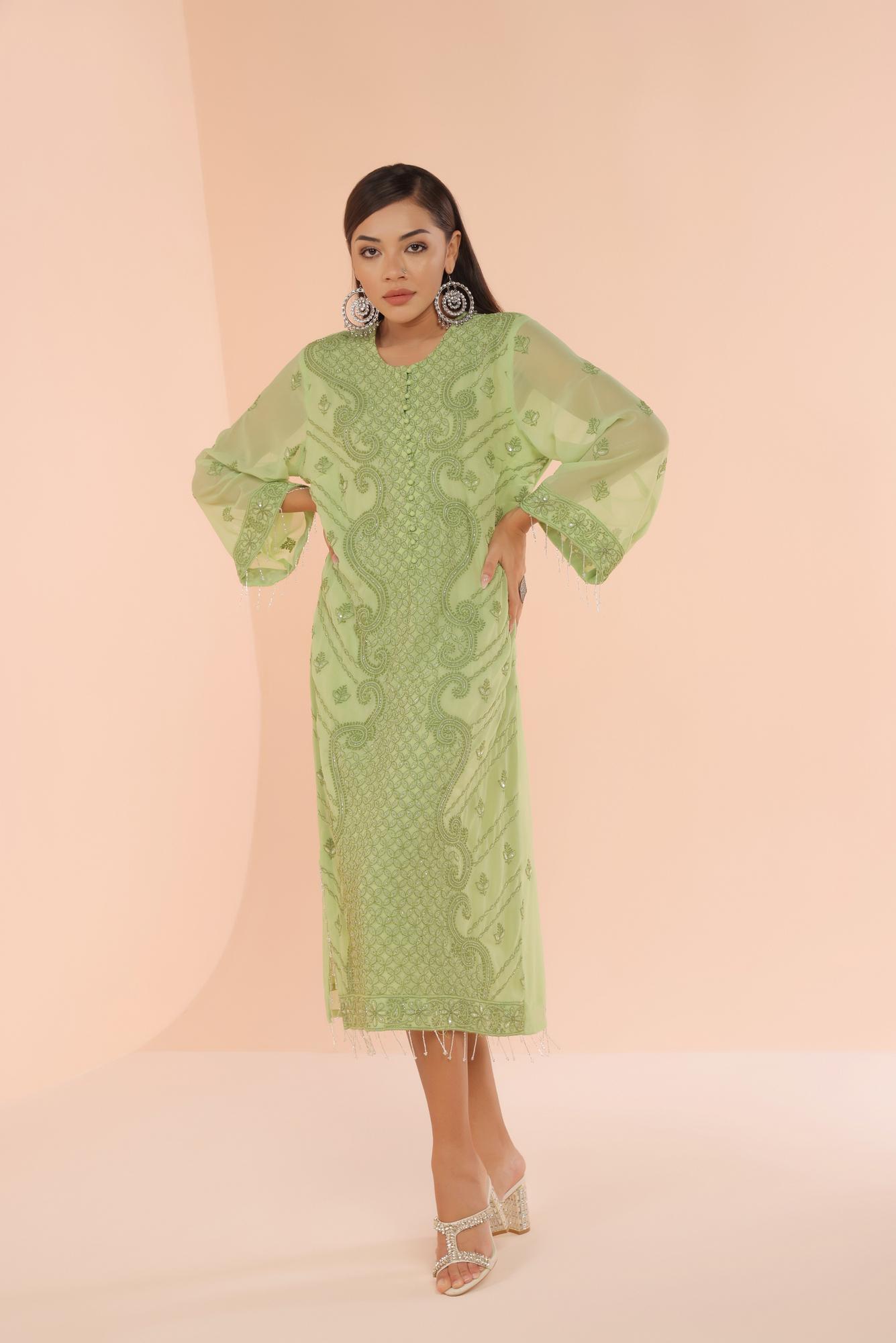 Green Chikankari Suit