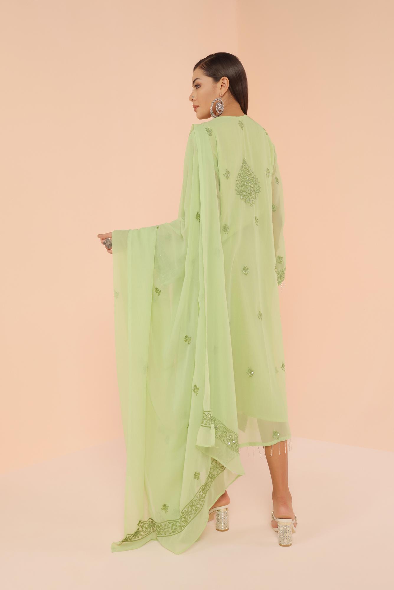 Green Chikankari Suit