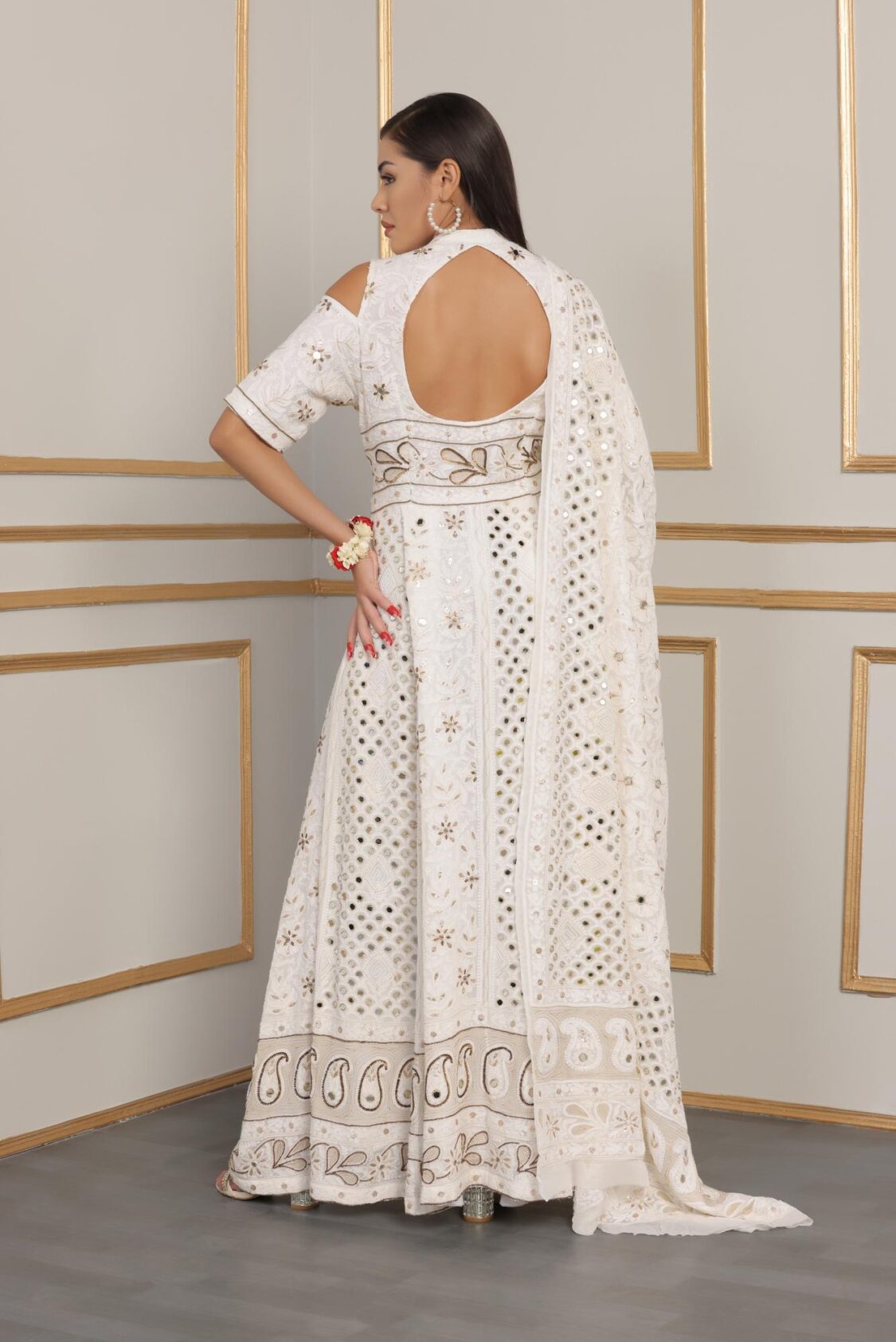 Heavy Hand Embroidered Pleated Anarkali Gown
