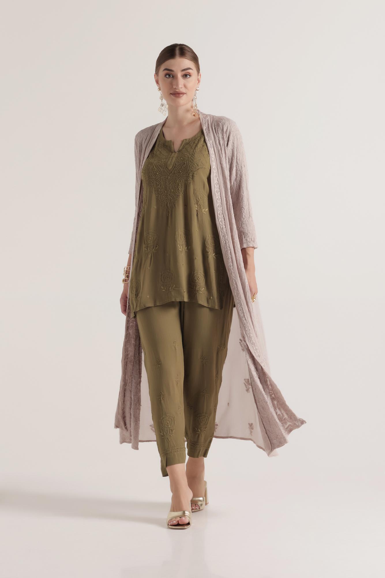 Mehendi Green Chikankari Co-Ord Set