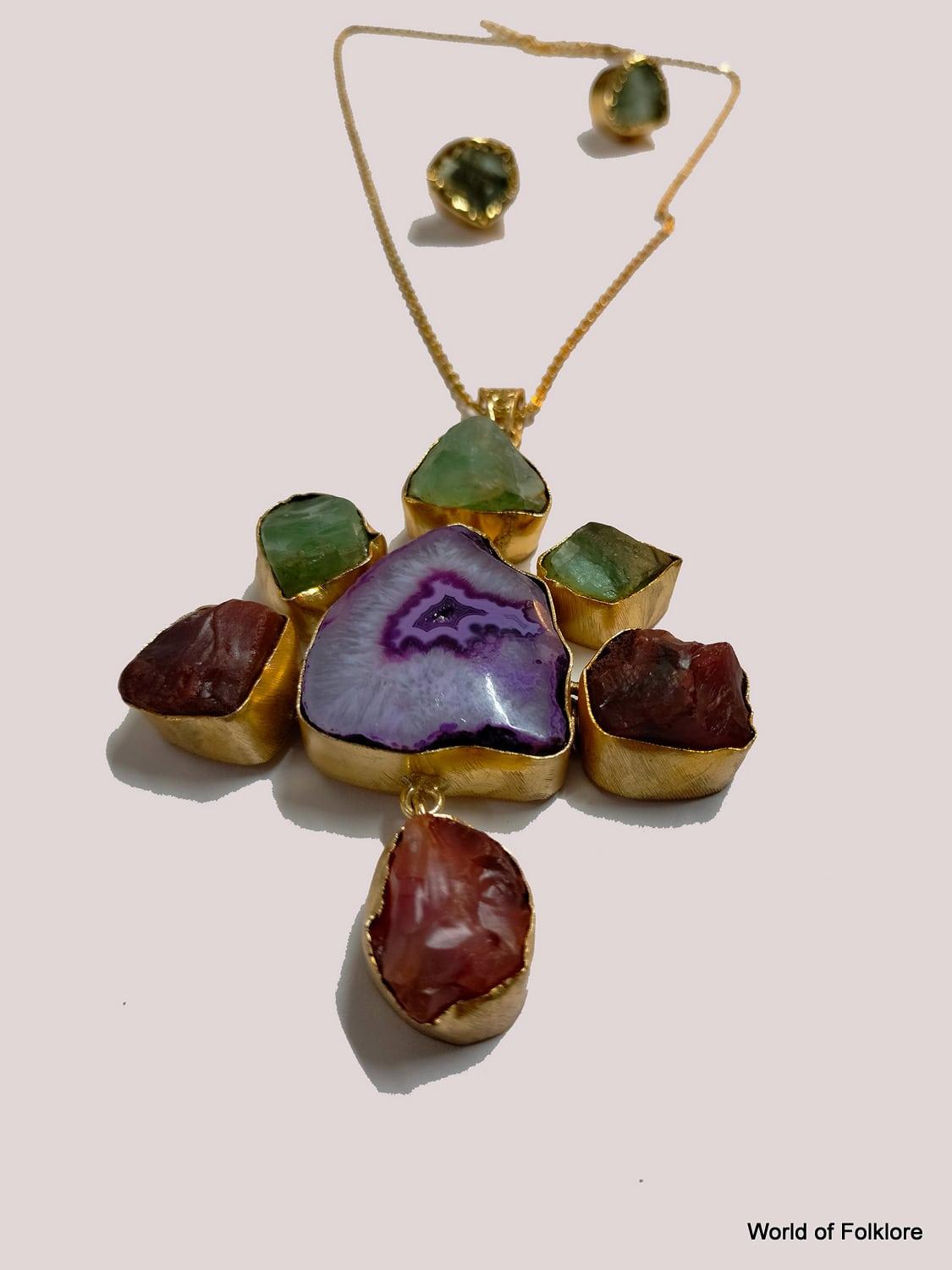 Mishka Precious Stone Necklace Set