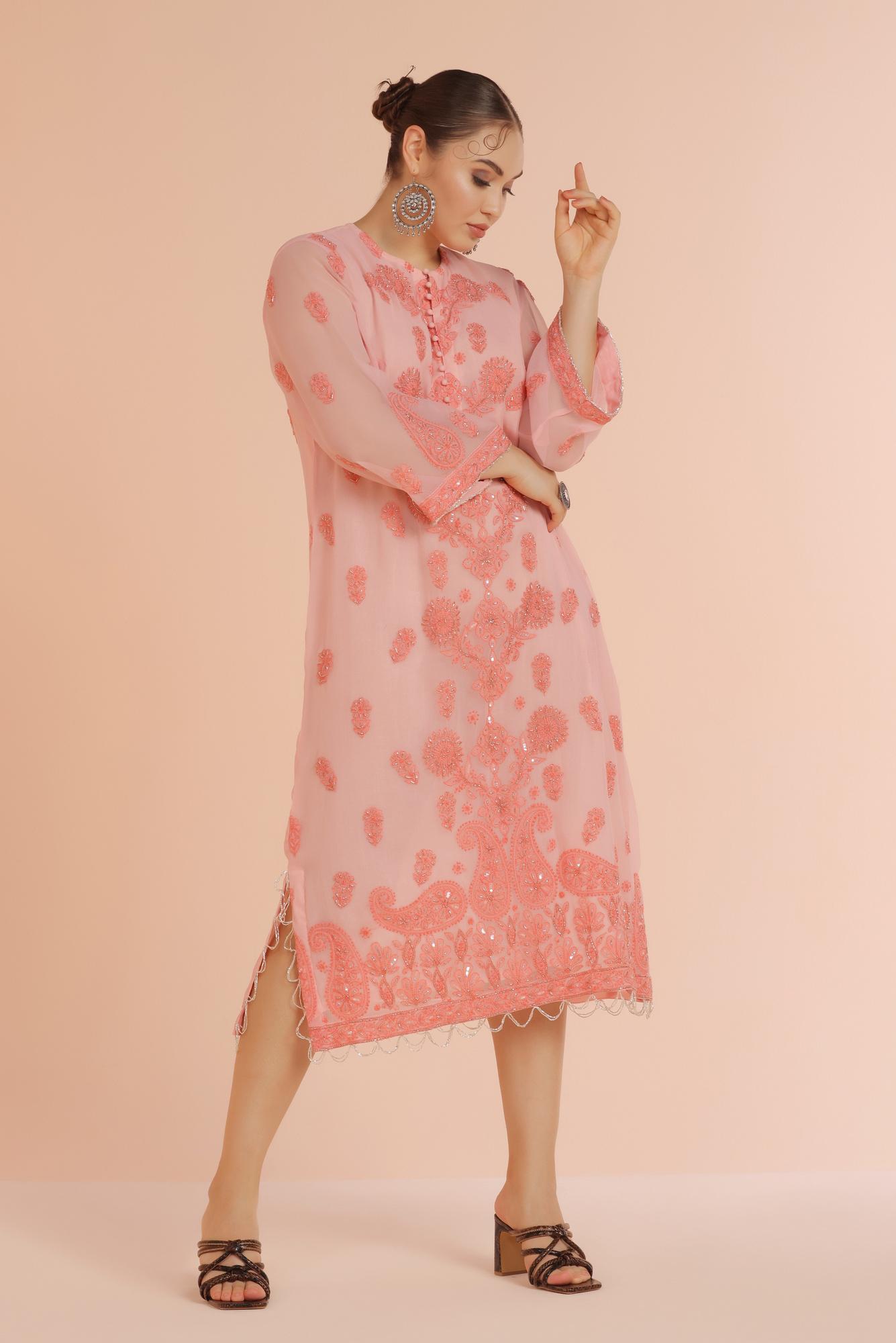 Peach Chikankari Suit