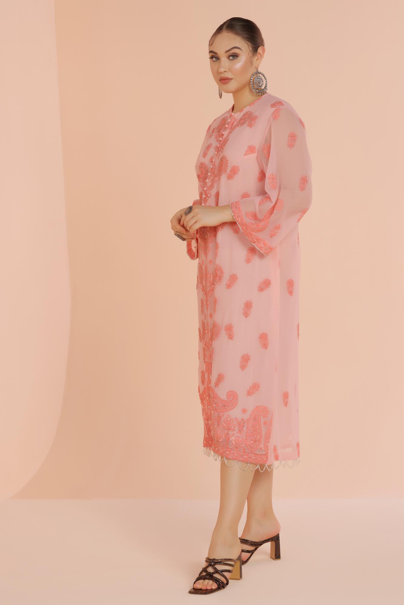 Peach Chikankari Suit