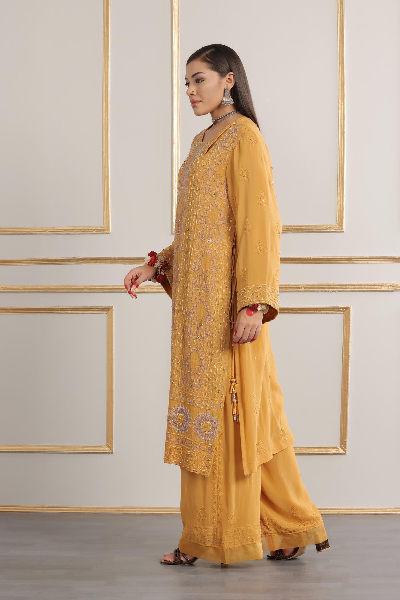 Heavy Hand Embroidered Chikankari Suit Set