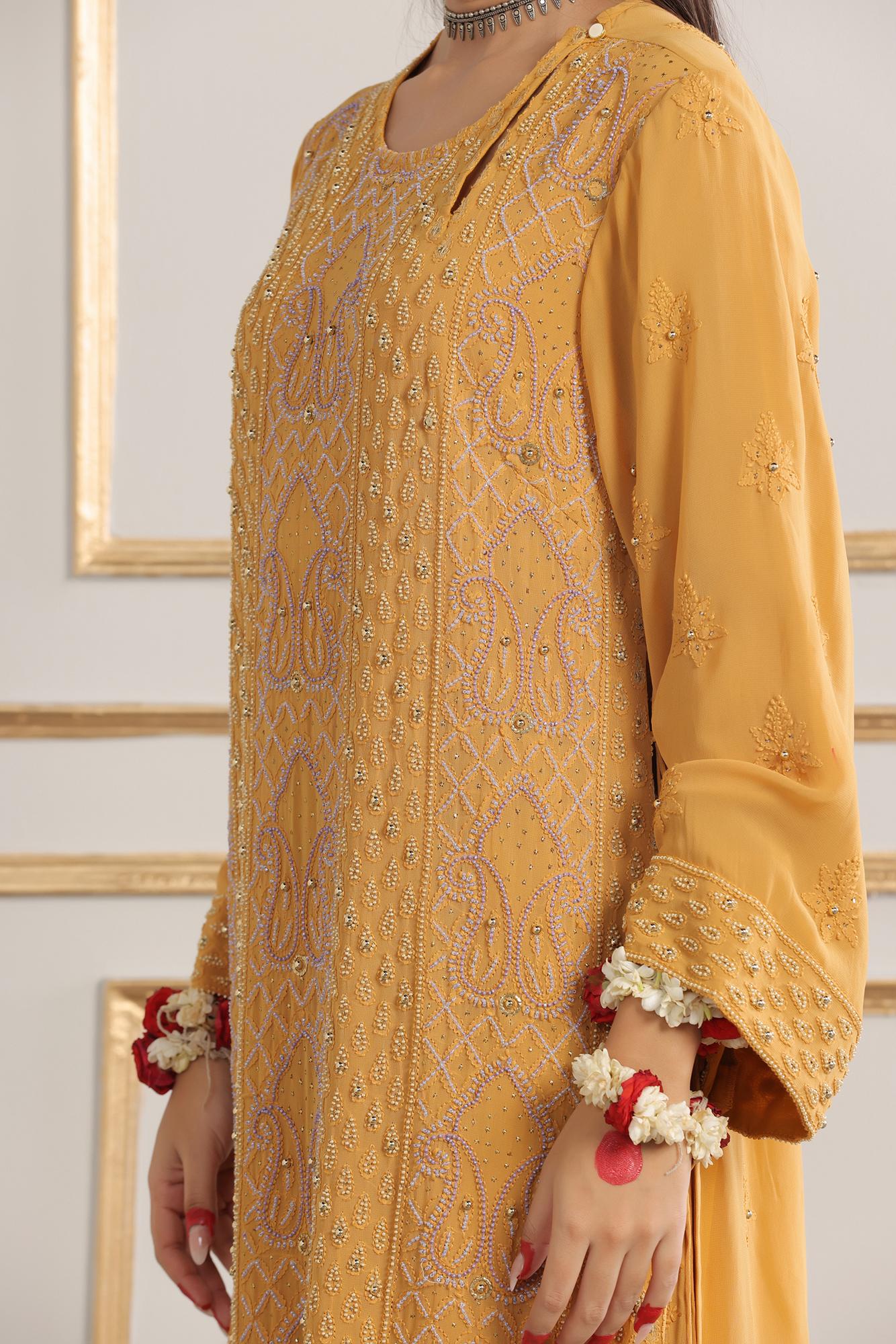 Heavy Hand Embroidered Chikankari Suit Set