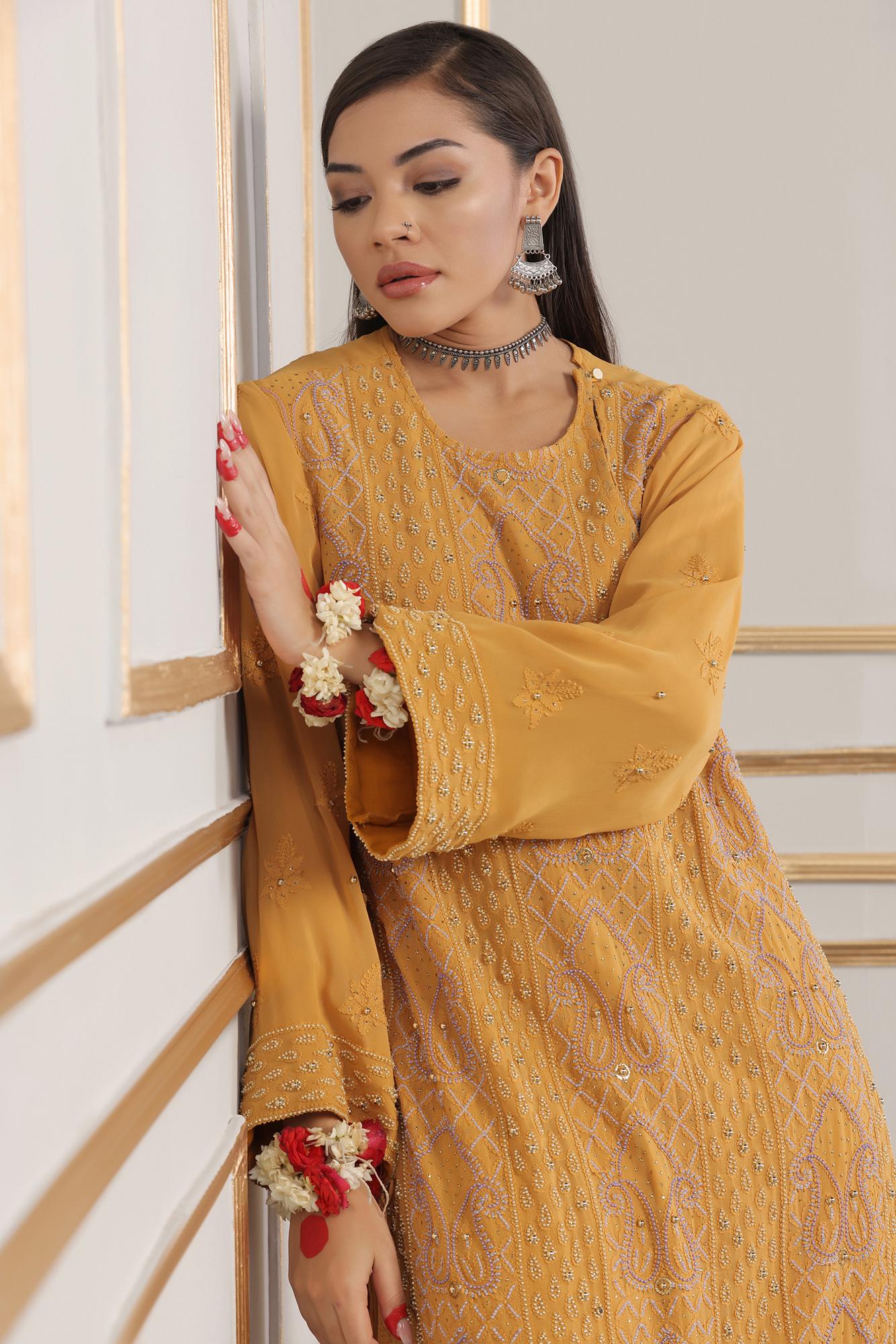 Heavy Hand Embroidered Chikankari Suit Set