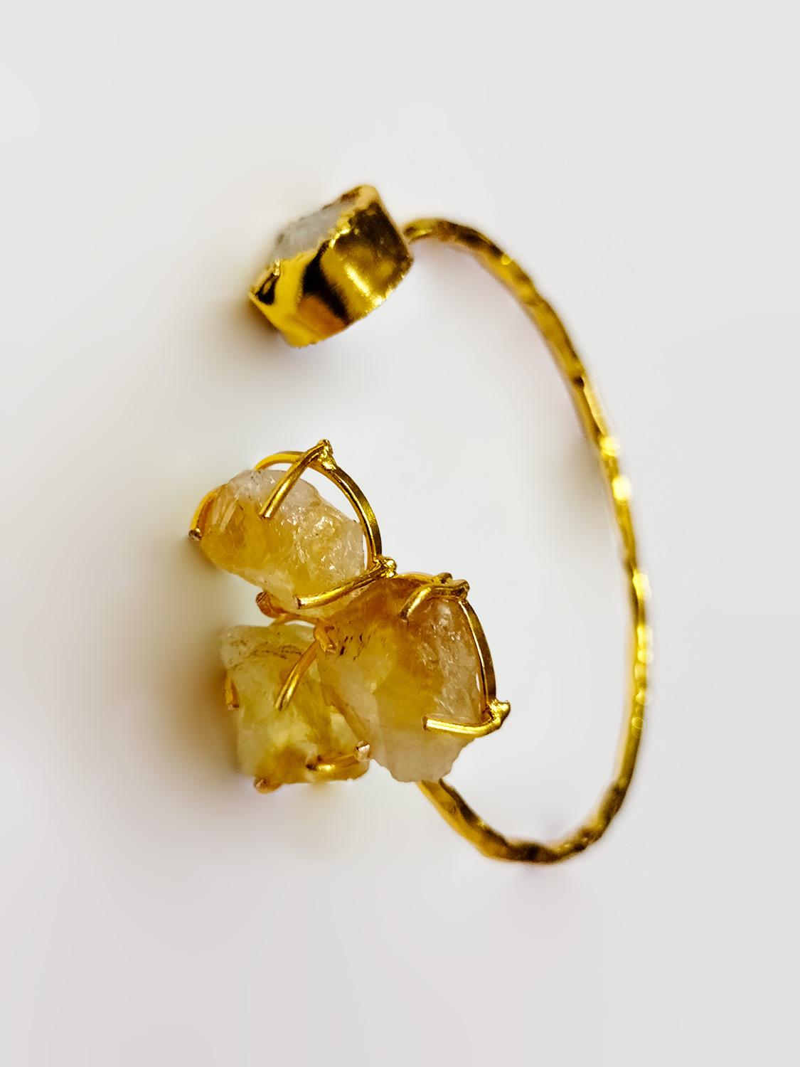 Crystal Stone Open Bangle Bracelet