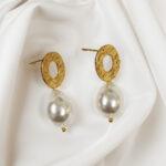 Golden Pearl Drops Earring