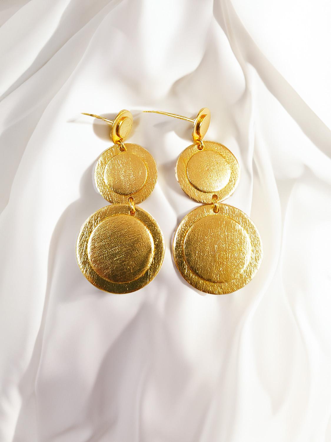 Double Circle Brass Earrings