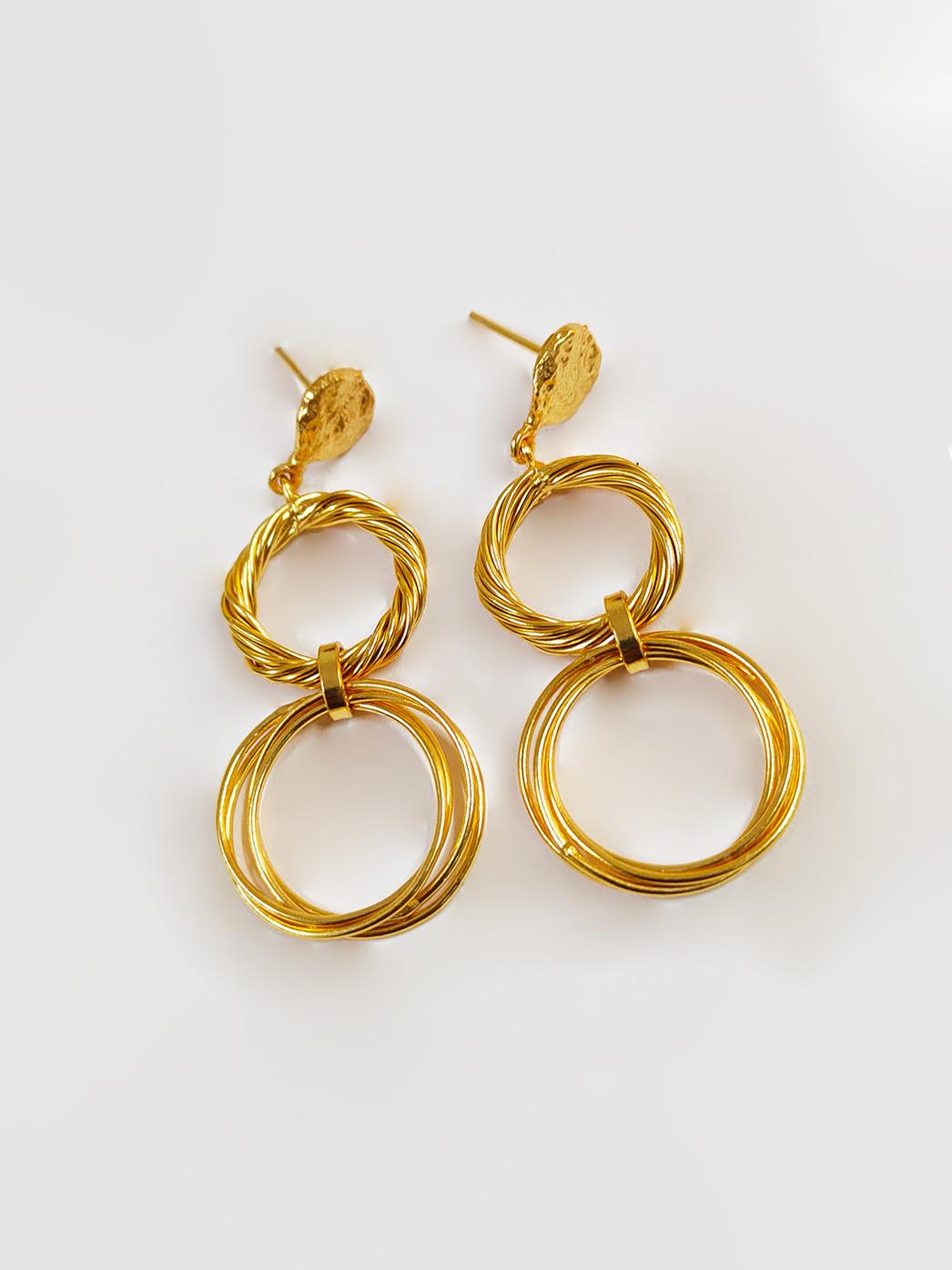 Golden Double Circle Earrings