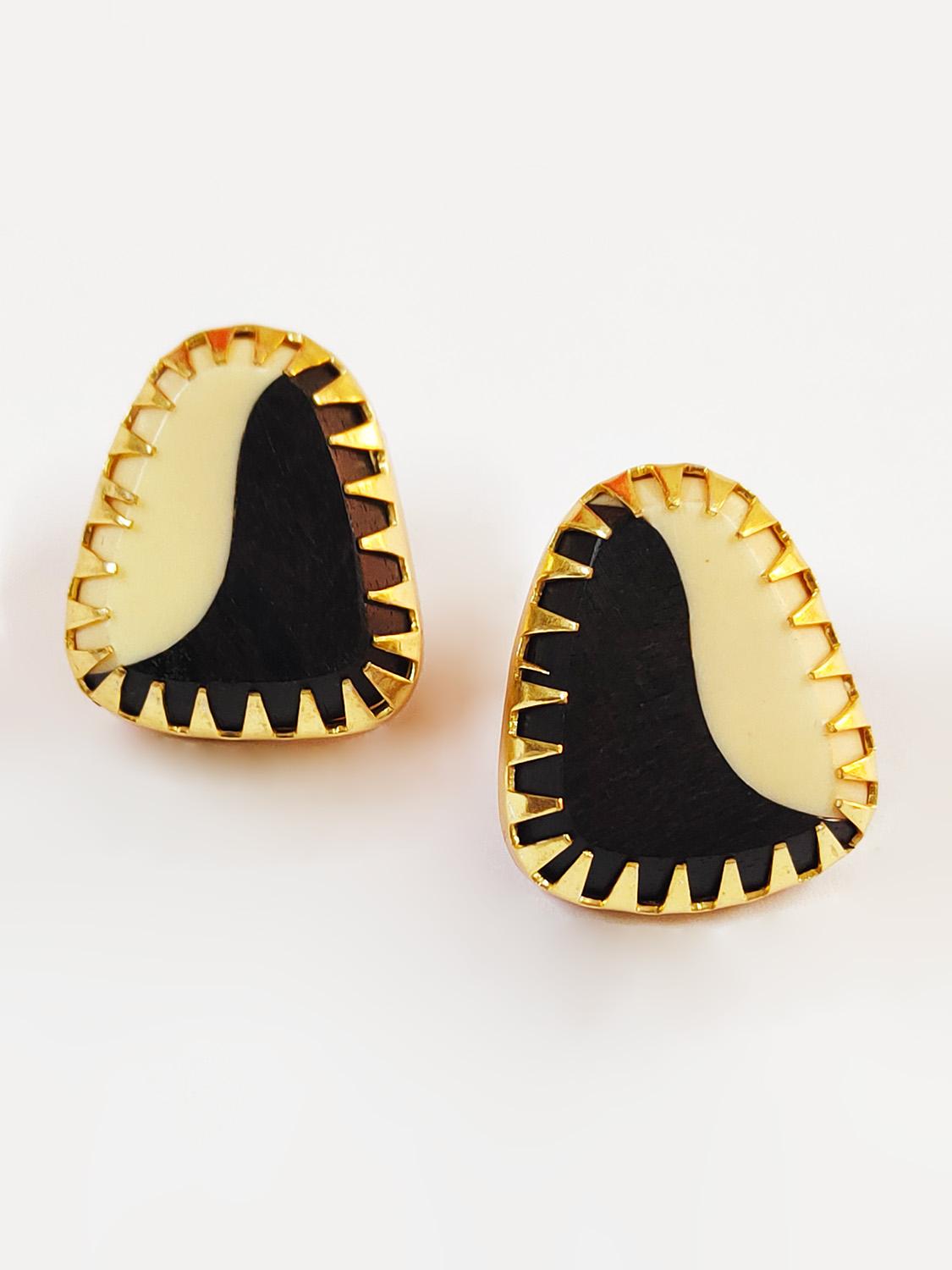 Triangle Black Stone Earrings