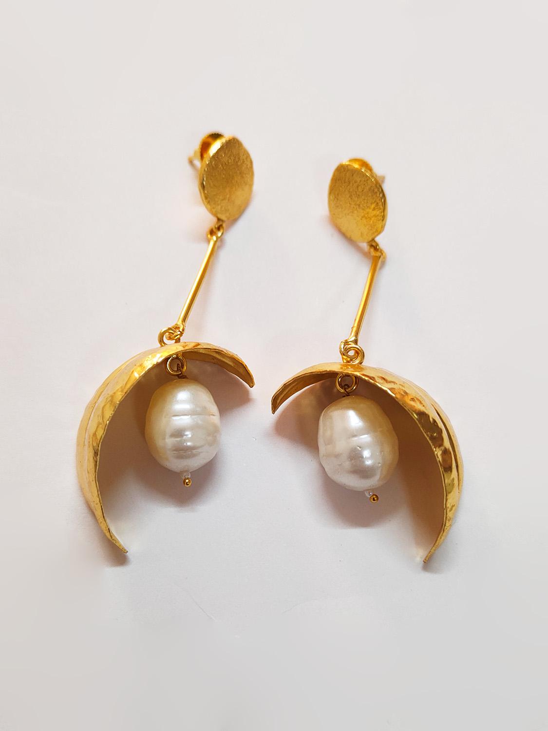 Half Moon Pearl Earrings