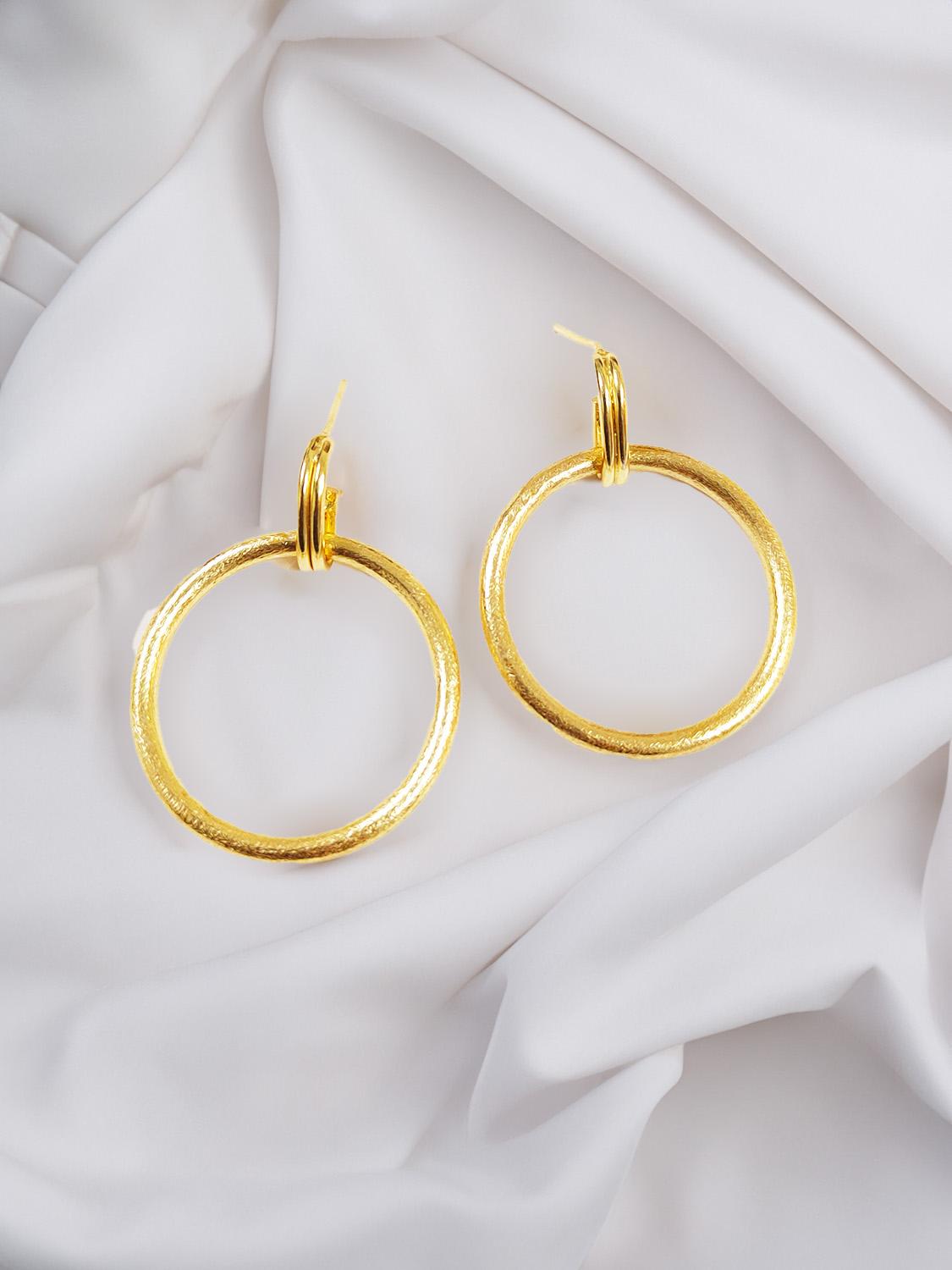 Bella Golden Brass Drop Earrings