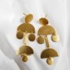 Golden Drop Bar Coin Disc Earrings
