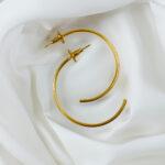 Gold-Plated Circular Half Hoop Earrings