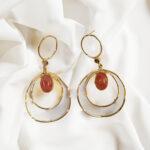 Red Stone Embedded Golden Earrings